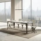 Extendable Table in Melamine Wood and Anthracite Iron Undertop - Sassone Viadurini