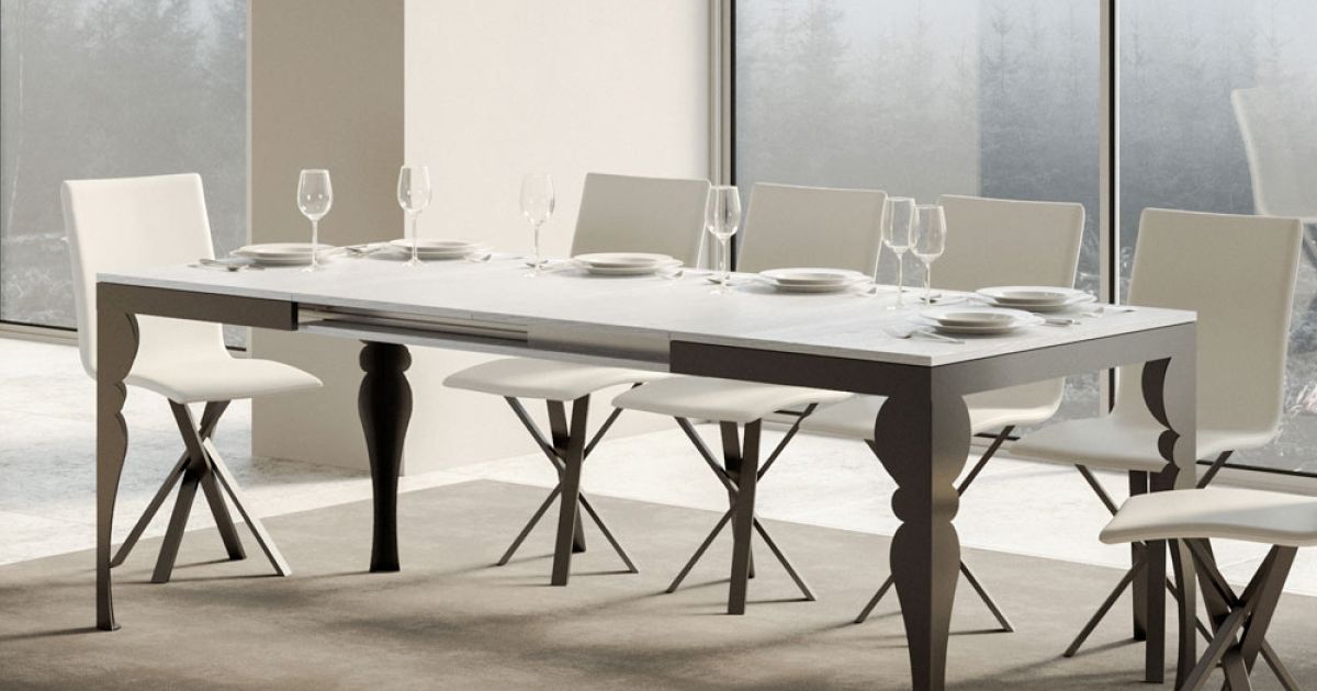 Table in melamine-faced wood and undertop in anthracite iron