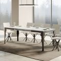 Extendable Table in Melamine Wood and Anthracite Iron Undertop - Sassone