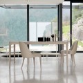 Extendable dining table Matis in grey natural walnut, modern design