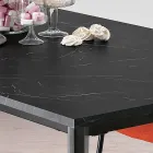 Extendable Table in Melamine Black Marble Finish Made in Italy - Ariel Viadurini