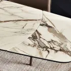 Extendable Metal Table with Marble-Effect Porcelain Stoneware Top - Vittorio Viadurini