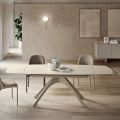 Extendable Metal Table with Marble-Effect Porcelain Stoneware Top - Vittorio