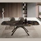 Extendable Metal Table with Marble-Effect Porcelain Stoneware Top - Vittorio Viadurini