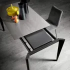 Extendable table in glass ceramic and metal base in different finishes - Ariel Viadurini