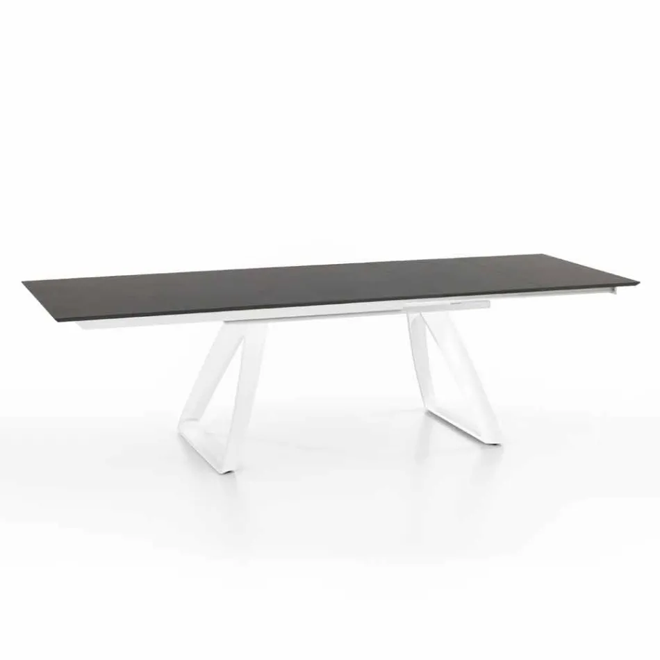 Modern extendable table with metal legs, Villongo Viadurini