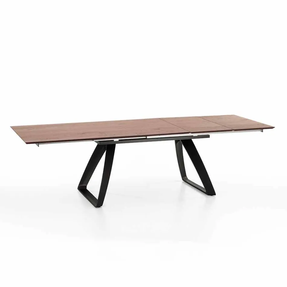 Modern extendable table with metal legs, Villongo Viadurini