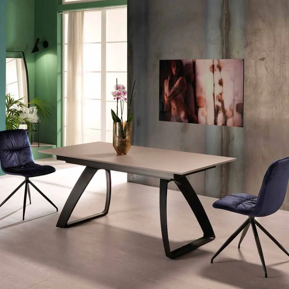 Modern extendable table with metal legs, Villongo Viadurini