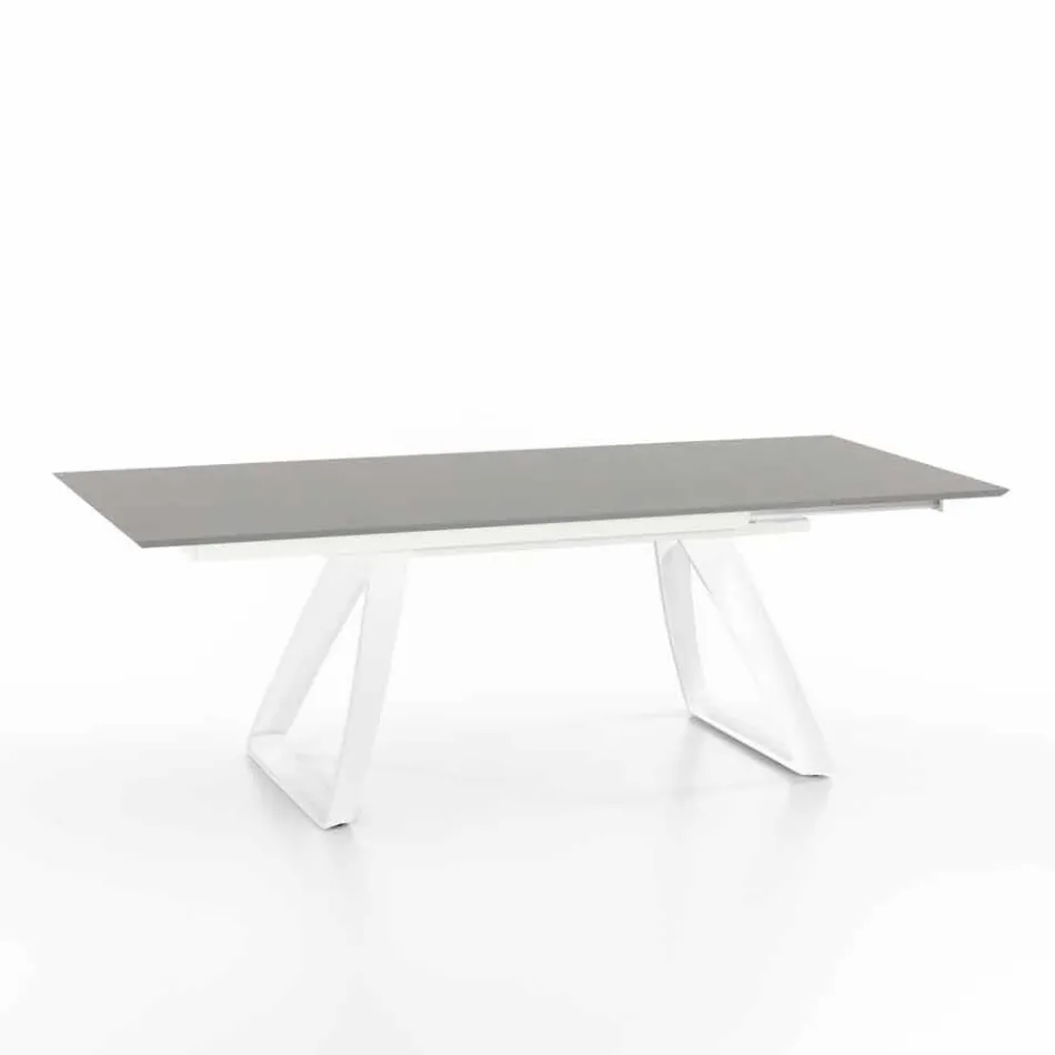 Modern extendable table with metal legs, Villongo Viadurini