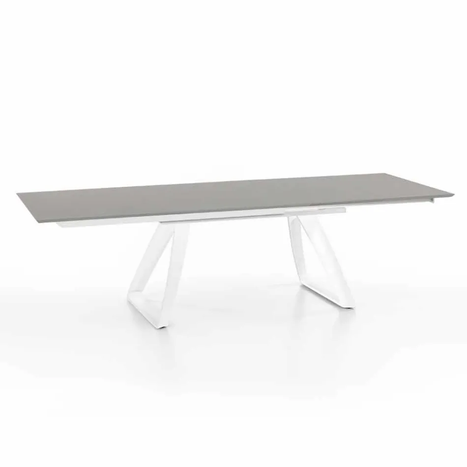 Modern extendable table with metal legs, Villongo Viadurini