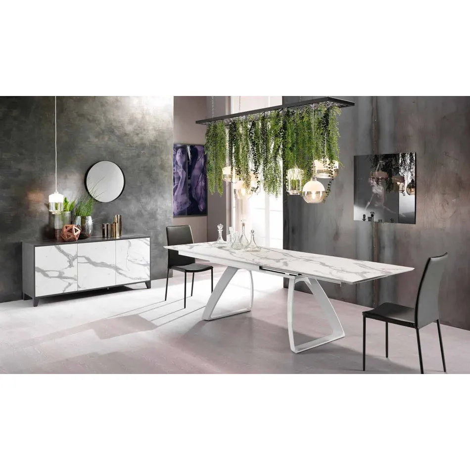 Modern extendable table with metal legs, Villongo Viadurini