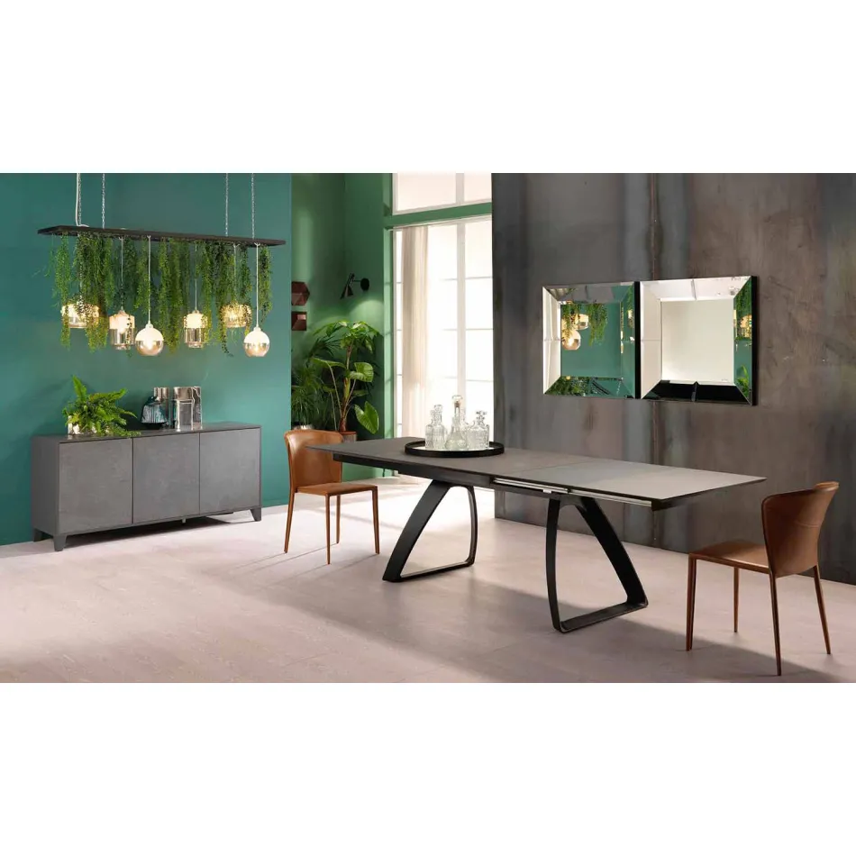 Modern extendable table with metal legs, Villongo Viadurini