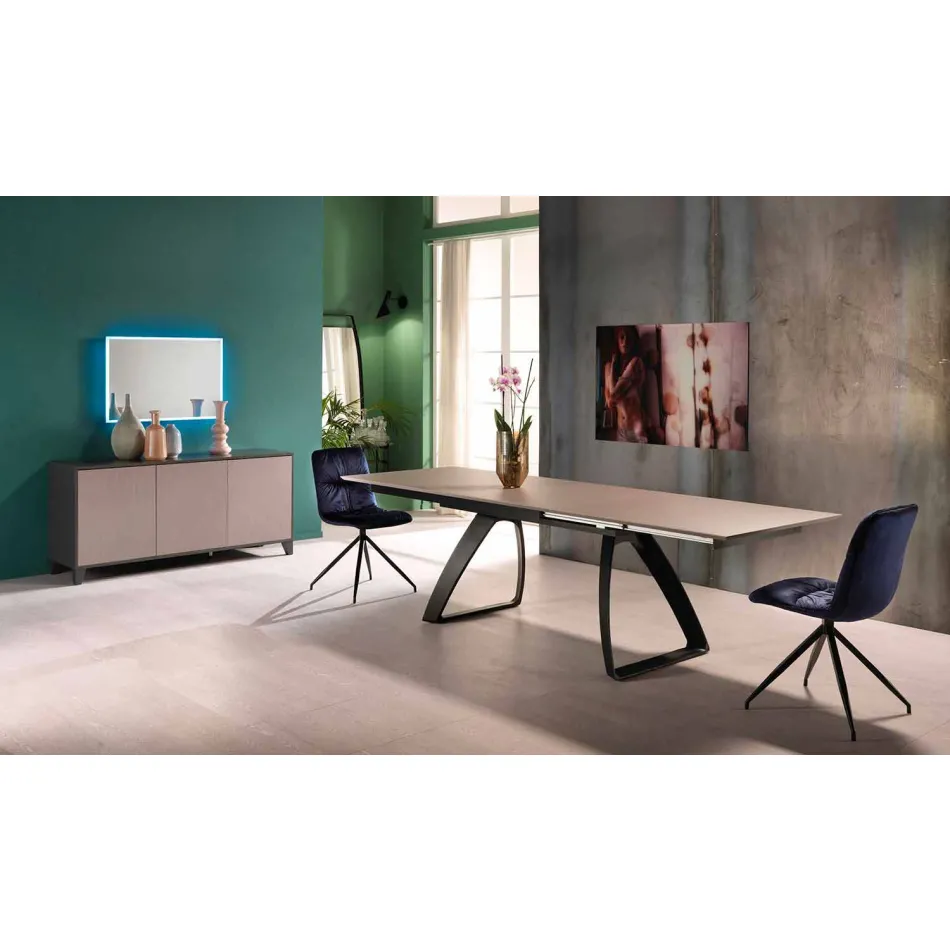 Modern extendable table with metal legs, Villongo Viadurini
