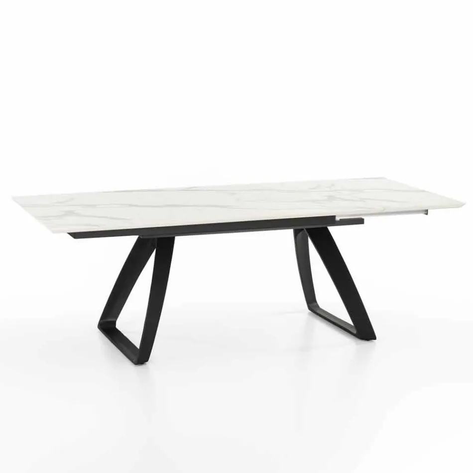 Modern extendable table with metal legs, Villongo Viadurini