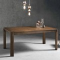 Modern extendable table with trapezoid legs in ash wood, Parre