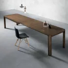 Modern extendable table with trapeze legs in Parre ash wood Viadurini