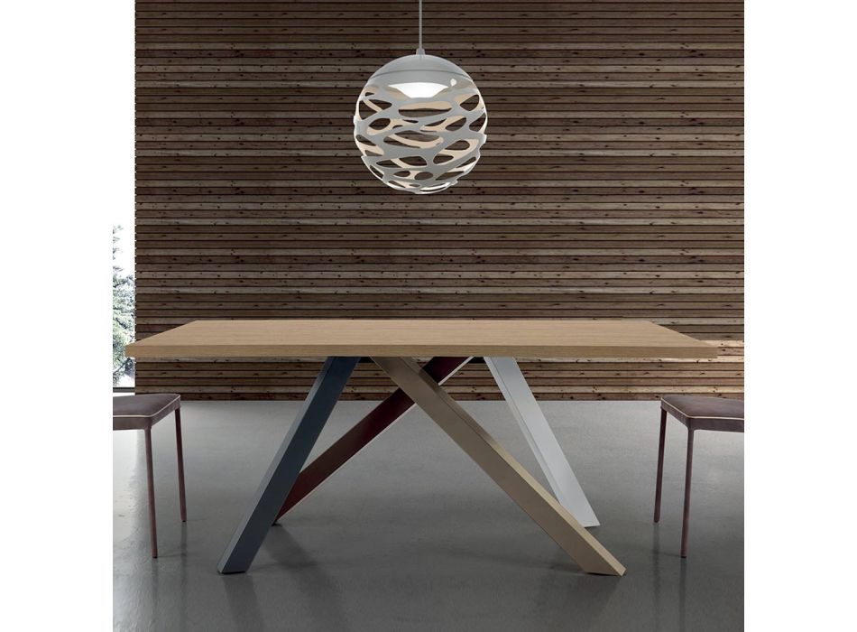 Modern Extendable Table with Laminated Wooden Top Made in Italy – Settimmio Viadurini