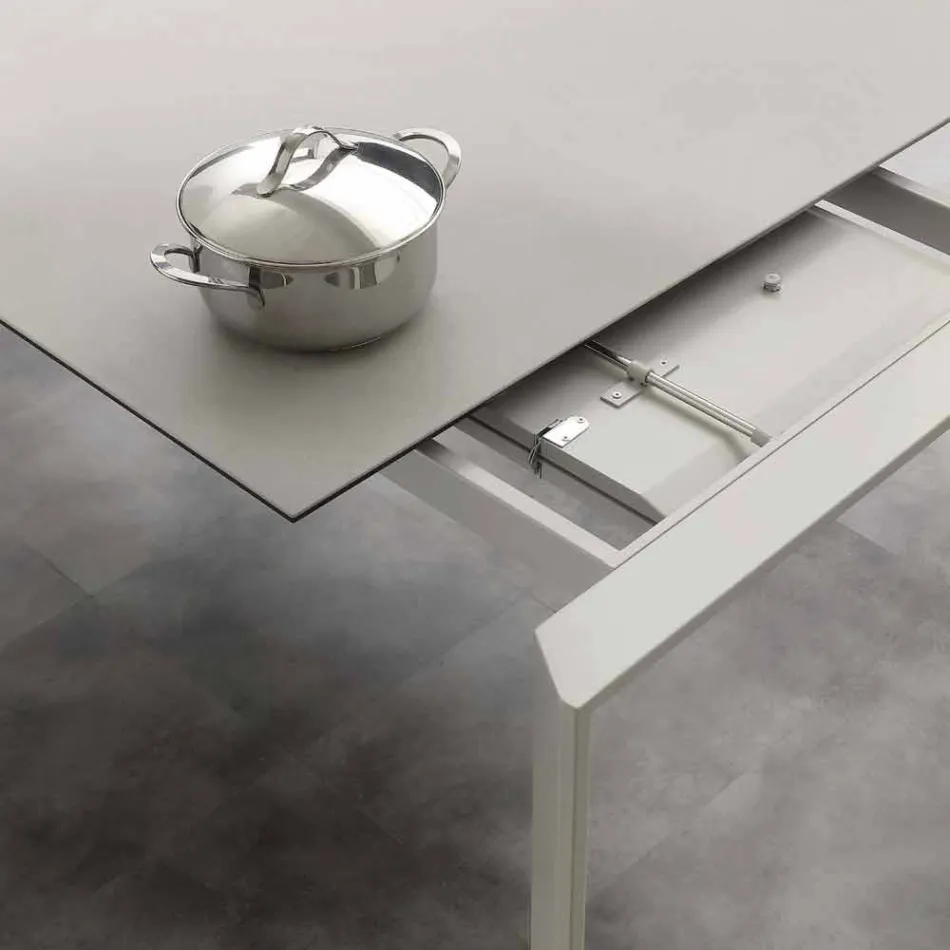 Modern extendable table with Filadelfia ceramic glass top Viadurini