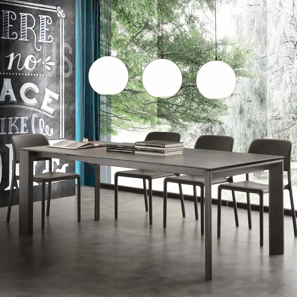 Modern extendable table with Filadelfia ceramic glass top Viadurini