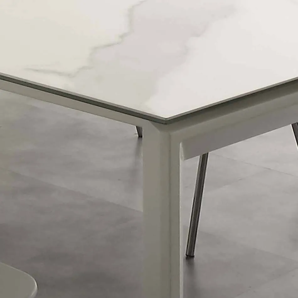 Modern extendable table with Filadelfia ceramic glass top Viadurini