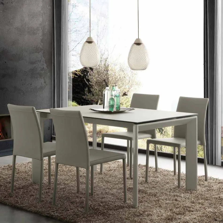 Modern extendable table with Filadelfia ceramic glass top Viadurini