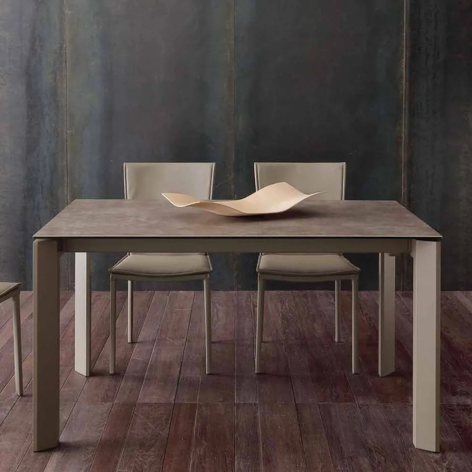 Modern extendable table with Filadelfia ceramic glass top Viadurini