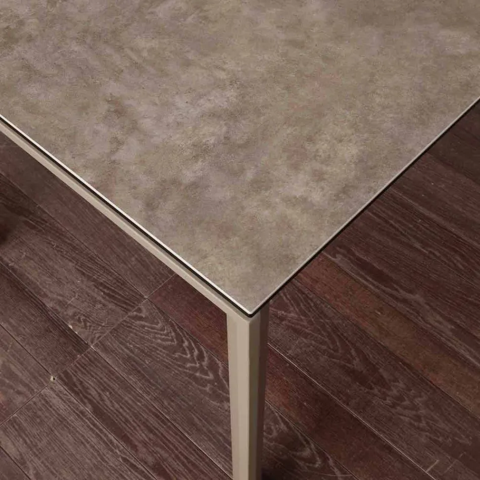 Modern extendable table with Filadelfia ceramic glass top Viadurini