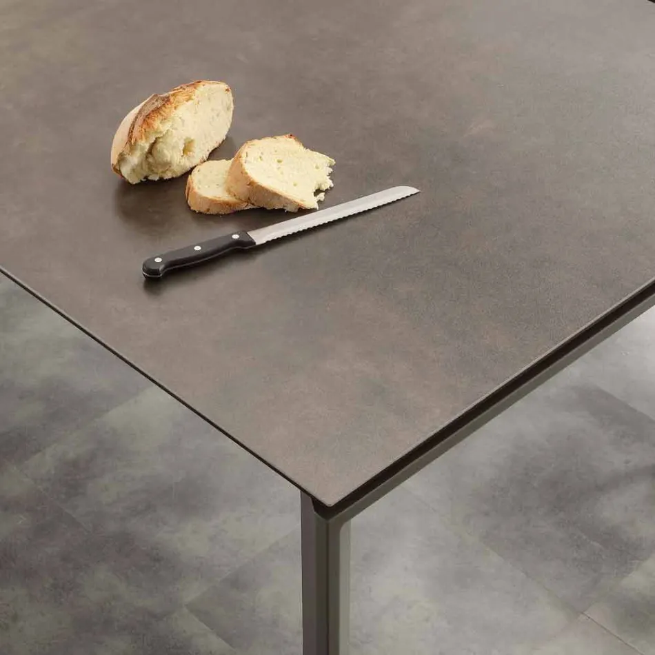 Modern extendable table with Filadelfia ceramic glass top Viadurini