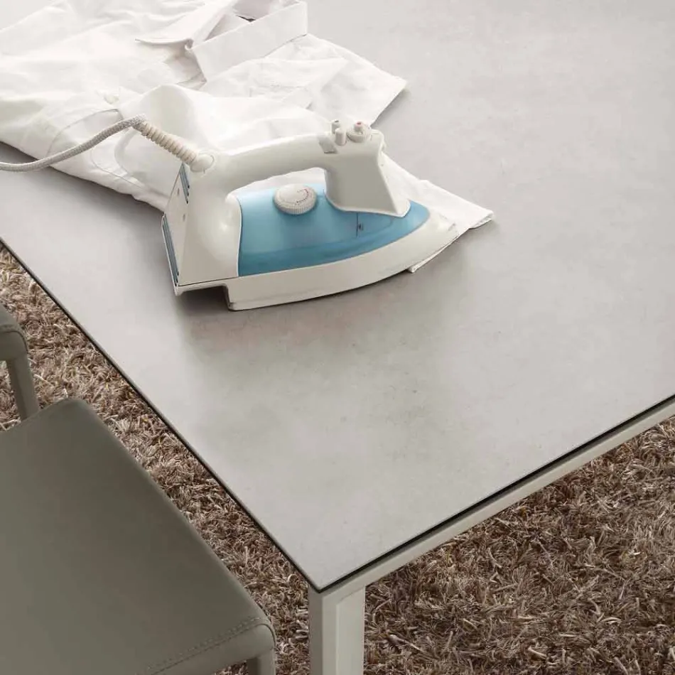 Modern extendable table with Filadelfia ceramic glass top Viadurini