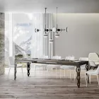 Modern Extendable Table in Melamine Wood and Iron Undertop - Marella Viadurini
