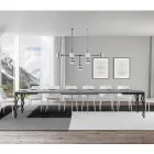 Modern Extendable Table in Melamine Wood and Iron Undertop - Marella Viadurini