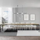 Modern Extendable Table in Melamine Wood and Iron Undertop - Marella Viadurini