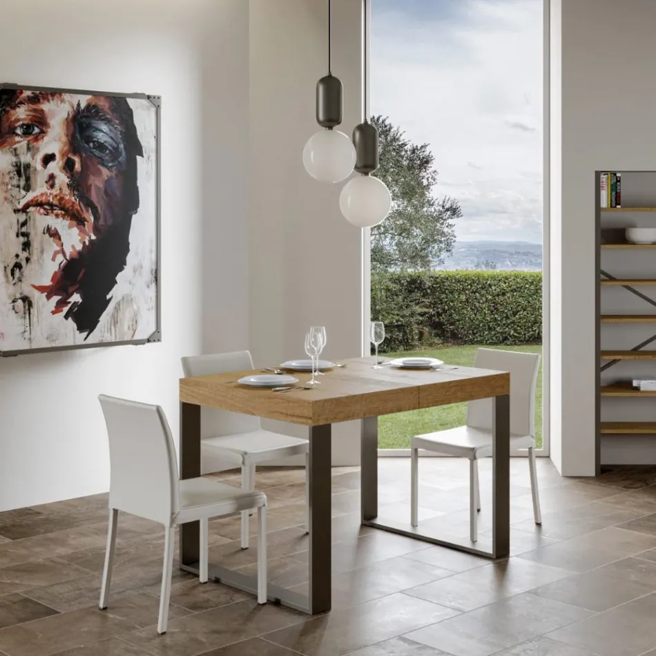 Modern Extendable Table in Melamine Wood Made in Italy - Badesi Viadurini