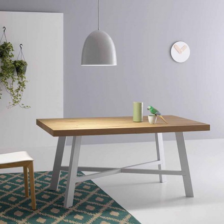 Modern Extendable Table, Solid Wood Top - Tricerro Viadurini