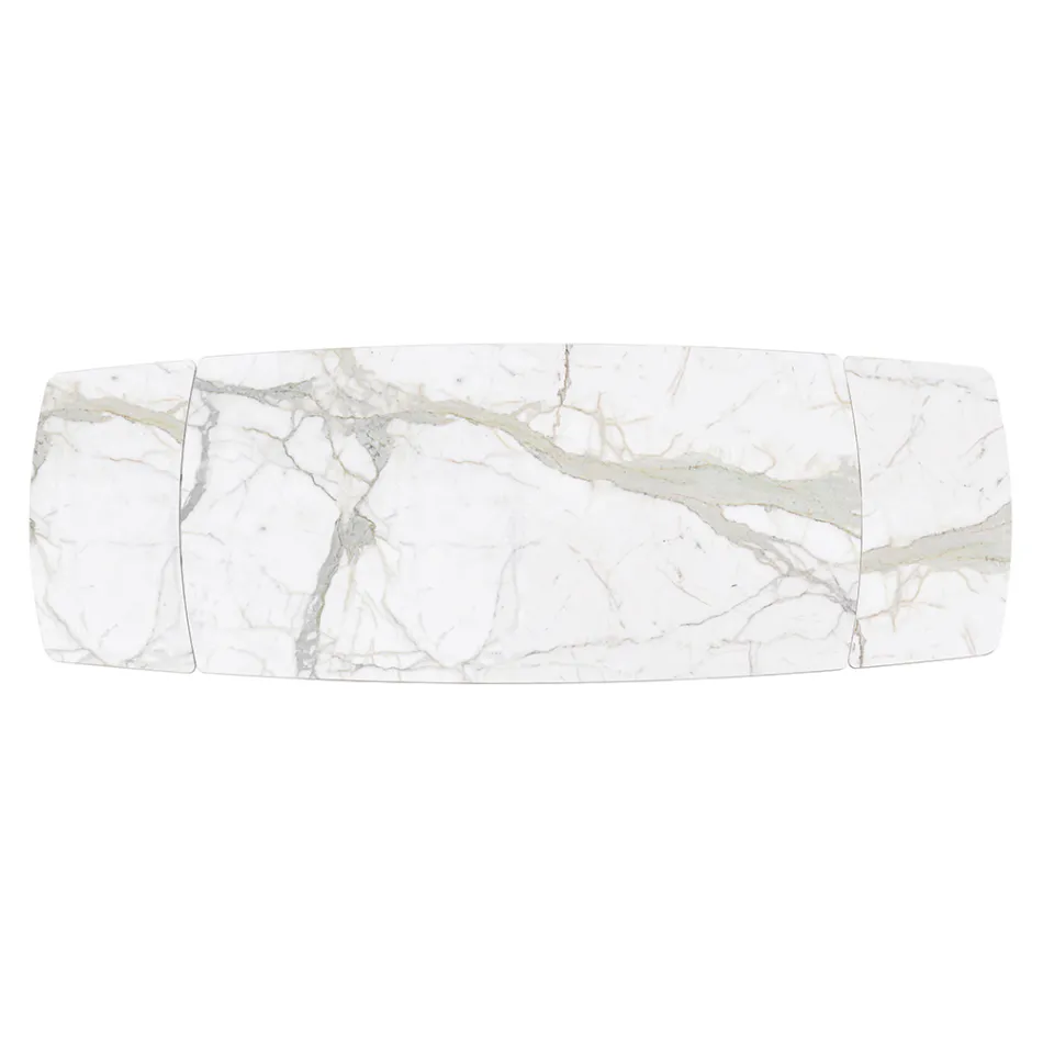 Extendable Table Made with Ceramic Top and Iron Base - Incrocio Viadurini