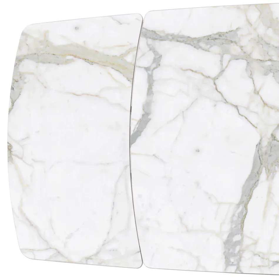 Extendable Table Made with Ceramic Top and Iron Base - Incrocio Viadurini