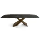 Extendable Table Made with Ceramic Top and Iron Base - Incrocio Viadurini