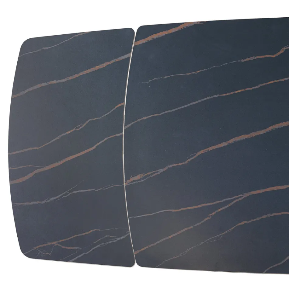 Extendable Table Made with Ceramic Top and Iron Base - Incrocio Viadurini