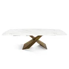 Extendable Table Made with Ceramic Top and Iron Base - Incrocio Viadurini