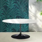 Saarinen Tulip Extendable Table H 74 cm in Glossy White Florim Ceramic - Scarlet Viadurini