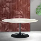 Saarinen Tulip Extendable Table H 74 cm in Florim Calacatta Gold Matt Ceramic - Scarlet Viadurini