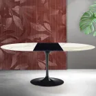Saarinen Tulip Extendable Table H 74 cm in Florim Calacatta Gold Matt Ceramic - Scarlet Viadurini