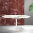 Saarinen Tulip Extendable Table H 74 cm in Florim Statuario Matte Ceramic - Scarlet Viadurini