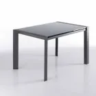 Extensible table tempered glass tempered gray and metal Zeno Viadurini