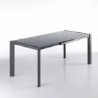 Extensible table tempered glass tempered gray and metal Zeno Viadurini