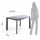 Extensible table tempered glass tempered gray and metal Zeno Viadurini