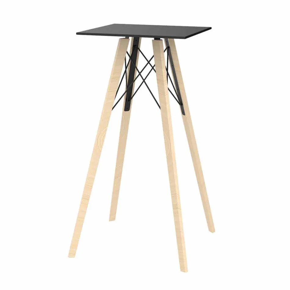 Square Design High Bar Table in Wood and Hpl, 4 Pieces - Faz Wood by Vondom Viadurini