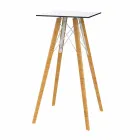 Square Design High Bar Table in Wood and Hpl, 4 Pieces - Faz Wood by Vondom Viadurini