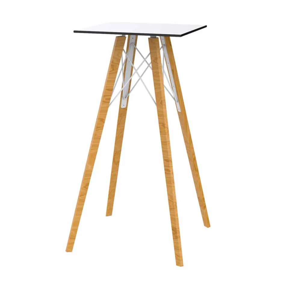 Square Design High Bar Table in Wood and Hpl, 4 Pieces - Faz Wood by Vondom Viadurini