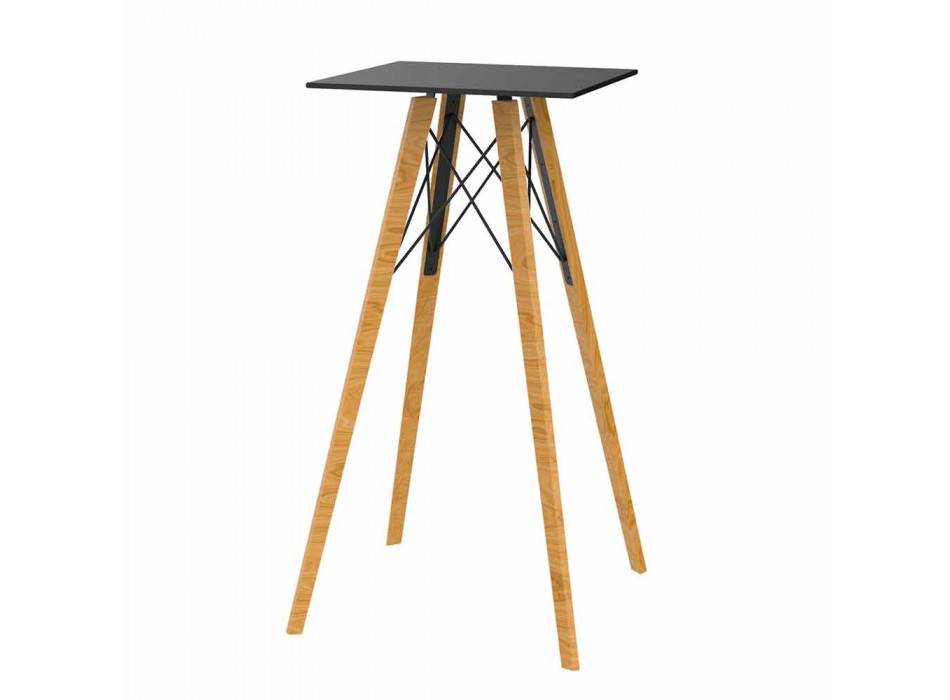 Square Design High Bar Table in Wood and Hpl, 4 Pieces - Faz Wood by Vondom Viadurini